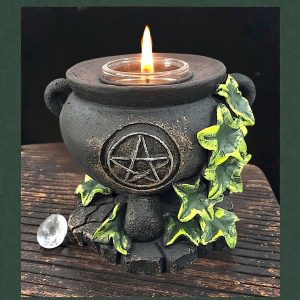 Porta-Vela Wicca Caldeirão da Hera – Magia Natural e Pentagrama