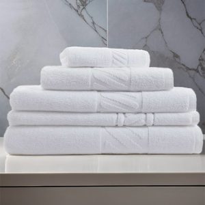 Toalhas de Hotelaria Brancas Barra Diagonal – Fio Duplo Torcido 450grm2
